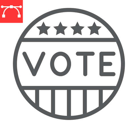 Vote badge line icon, election and democratic, vote button sign vector graphics, editable stroke linear icon,  .のイラスト素材