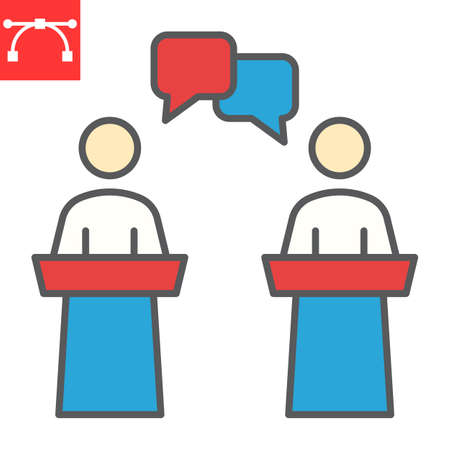 Debate color line icon, election and discussion, political debate sign vector graphics, editable stroke filled outline icon,  .のイラスト素材
