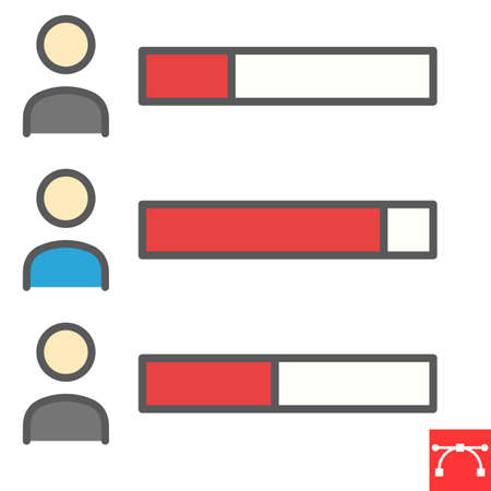 Voting statistics color line icon, election and survey, vote statistic sign vector graphics, editable stroke filled outline icon,  .のイラスト素材