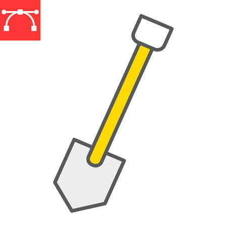 Shovel color line icon, construction and agriculture, shovel sign vector graphics, editable stroke filled outline iconのイラスト素材