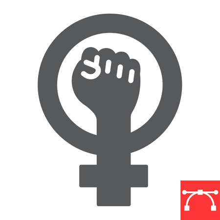 Feminism glyph icon, fist and protest, women resist sign vector graphics, editable stroke solid iconのイラスト素材