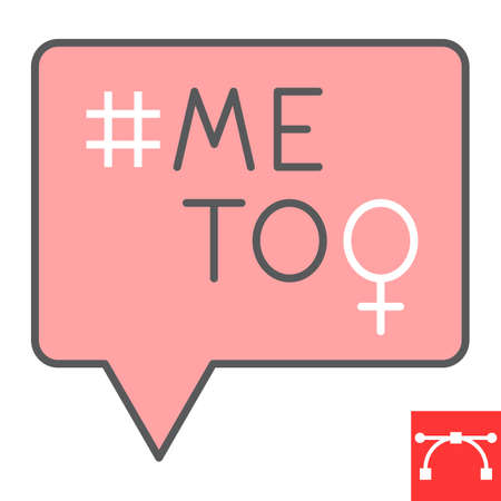 Me too color line icon, sexism and feminism, me too sign vector graphics, editable stroke filled outline iconのイラスト素材