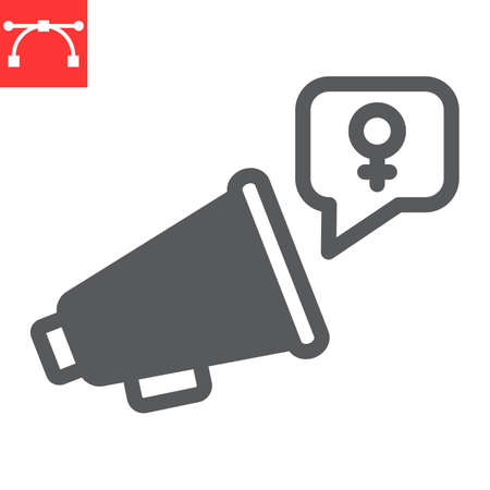 Feminism protest glyph icon, sexism and feminism, megaphone sign vector graphics, editable stroke solid iconのイラスト素材