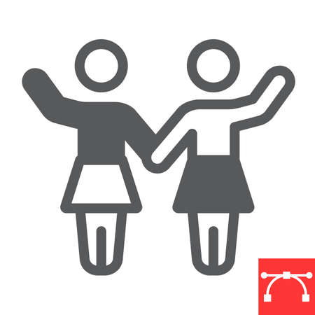 Sorority glyph icon, sexism and feminism, women rights sign vector graphics, editable stroke solid icon, eps 10.のイラスト素材