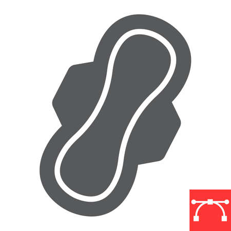 Sanitary napkin glyph icon, protection and hygiene, sanitary pad sign vector graphics, editable stroke solid iconのイラスト素材
