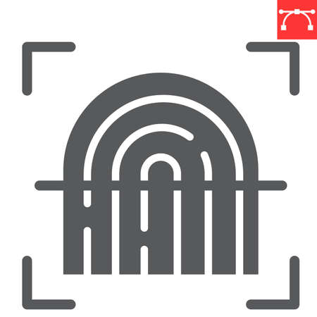 Fingerprint scan glyph icon, security and biometric, finger print sign vector graphics, editable stroke solid icon,  .のイラスト素材