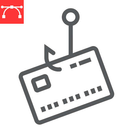 Banking scam line icon, security and phishing password, data theft sign vector graphics, editable stroke linear icon,  .のイラスト素材
