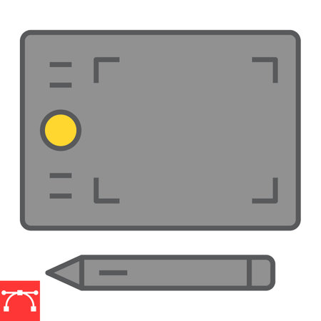 Graphic tablet color line icon, pen tablet and device, digital drawing sign vector graphics, editable stroke filled outline iconのイラスト素材