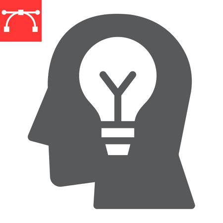 Inspiration glyph icon, lightbulb and brainstorm, creativity sign vector graphics, editable stroke solid iconのイラスト素材