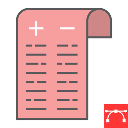 Pros and cons color line icon, test and choose, pros and cons sign vector graphics, editable stroke filled outline iconのイラスト素材