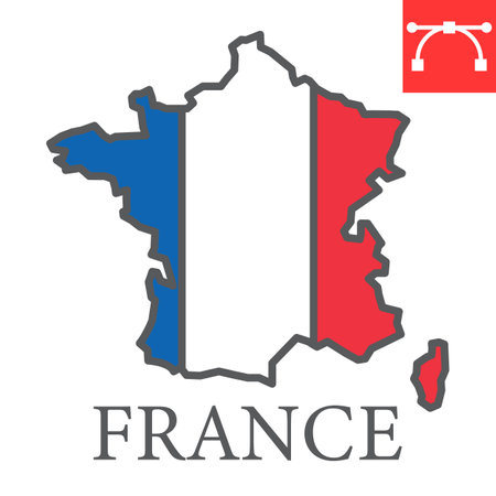 Map of France line icon, country and geography, france map flag sign vector graphics, editable stroke linear icon.のイラスト素材