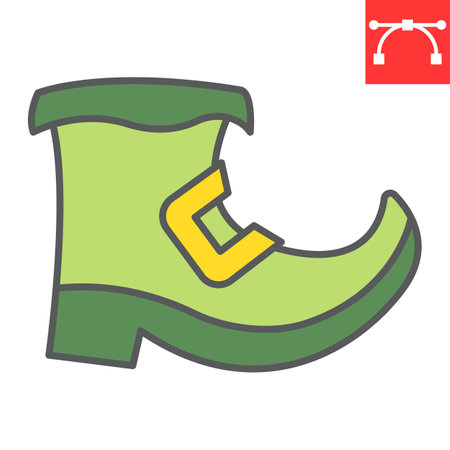 Leprechaun boot color line icon, St. Patricks day and holiday, traditional boot vector icon, vector graphics, editable stroke filled outline sign.のイラスト素材