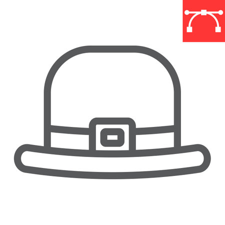 Leprechaun hat line icon, St. Patricks day and holiday, hat vector icon, vector graphics, editable stroke outline sign.のイラスト素材