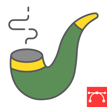 Smoking pipe color line icon, St. Patricks day and nicotine, smoke pipe vector icon, vector graphics, editable stroke filled outline sign.のイラスト素材