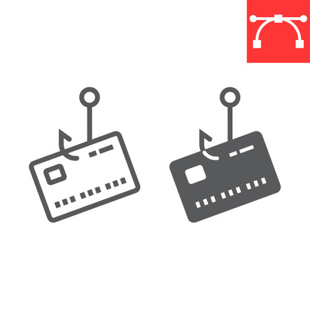 Banking scam line and glyph icon, security and phishing password, data theft sign vector graphics, editable stroke linear icon.のイラスト素材