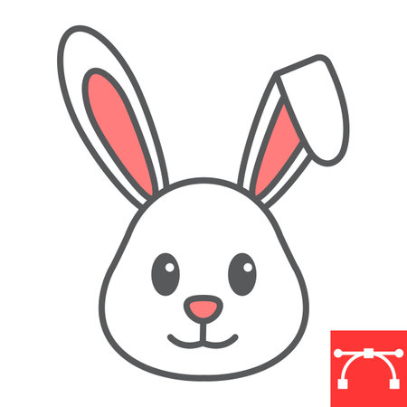 Easter rabbit color line icon, funny and holiday, easter bunny vector icon, vector graphics, editable stroke filled outline sign.のイラスト素材