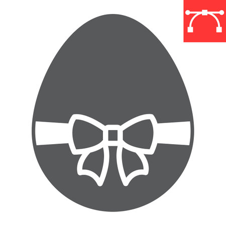 Easter egg with ribbon glyph icon, Happy Easter and holiday, easter egg with ribbon vector icon, vector graphics, editable stroke solid sign.のイラスト素材