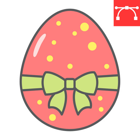 Easter egg with ribbon color line icon, Happy Easter and holiday, easter egg with ribbon vector icon, vector graphics, editable stroke filled outline sign.のイラスト素材
