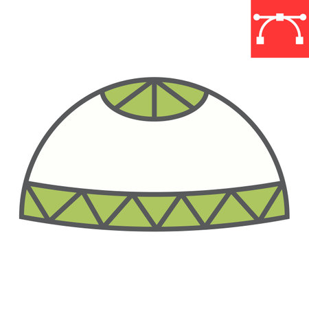 Muslim cap color line icon, happy ramadan and religion, prayer cap vector icon, vector graphics, editable stroke filled outline signのイラスト素材