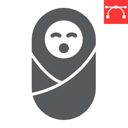 Newborn glyph icon, baby and infant, neonate vector icon, vector graphics, editable stroke solid sign, eps 10.のイラスト素材