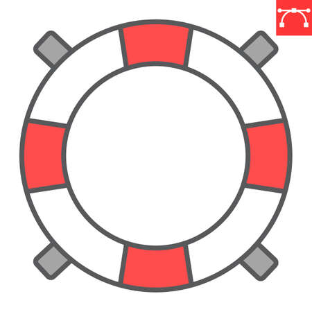 Lifebuoy color line icon, lifeguard and help, lifesaver vector icon, vector graphics, editable stroke filled outline signのイラスト素材