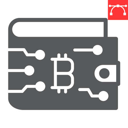Bitcoin wallet glyph icon, cryptocurrency and bitcoin, wallet vector icon, vector graphics, editable stroke solid sign,のイラスト素材