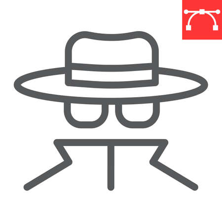 Spy agent line icon, anonymity and detective, incognito vector icon, vector graphics, editable stroke outline sign,のイラスト素材
