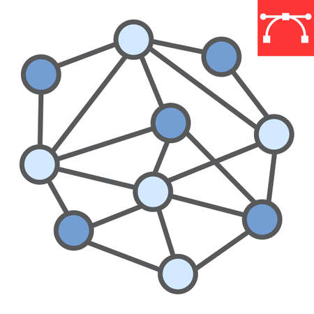 Distributed network color line icon, connect and marketing, distribution network vector icon, vector graphics, editable stroke filled outline sign, eps 10.のイラスト素材