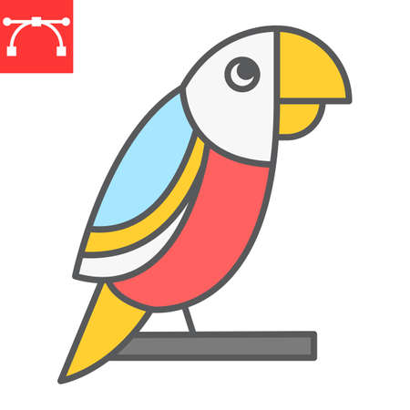 Parrot color line icon, pet and bird, macaw vector icon, vector graphics, editable stroke filled outline sign.のイラスト素材