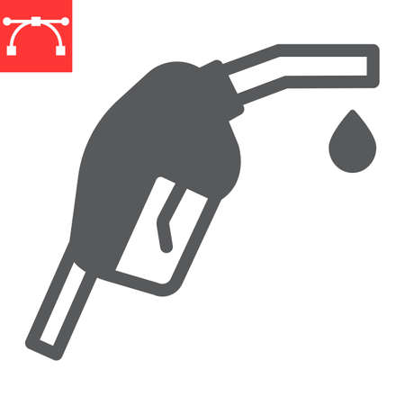 Gasoline pump nozzle glyph icon, diesel and gas station, fuel pump nozzle vector icon, vector graphics, editable stroke solid sign.のイラスト素材
