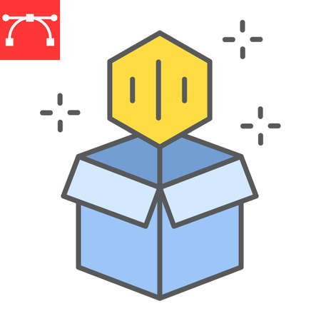 Open cardboard box with NFT color line iconのイラスト素材