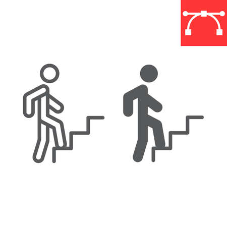 Career path line and glyph iconのイラスト素材