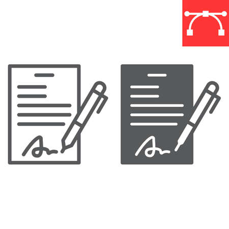 Contract line and glyph iconのイラスト素材