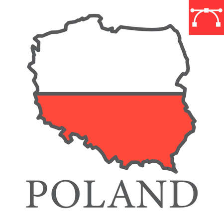 Map of Poland flag color line iconのイラスト素材