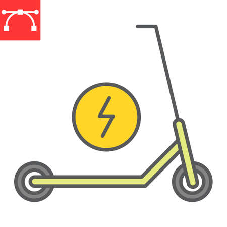 Electric scooter color line iconのイラスト素材