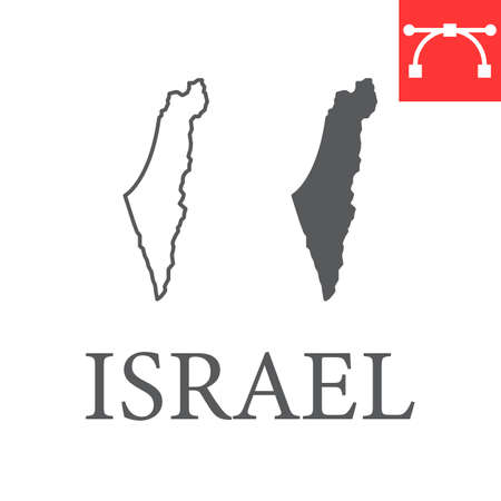 Map of Israel line and glyph icon, country and travel, Israel map vector icon, vector graphics, editable stroke outline sign, eps 10のイラスト素材