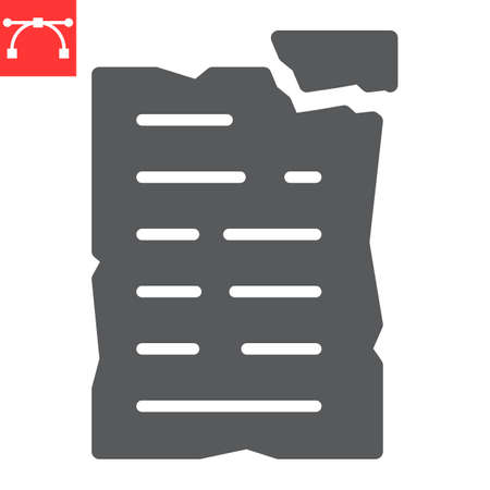 Crumpled paper glyph icon, recycle and ecology, paper waste vector icon, vector graphics, editable stroke solid sign, eps 10.のイラスト素材