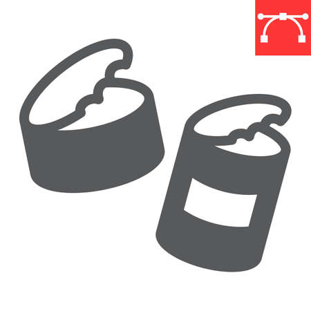 Can waste glyph icon, recycle and ecology, metal waste vector icon, vector graphics, editable stroke solid sign, eps 10.のイラスト素材