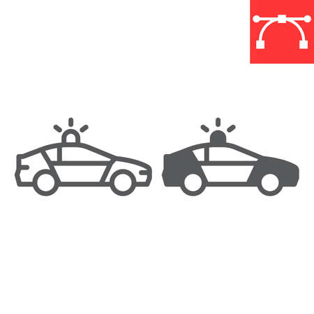 Police car line and glyph iconのイラスト素材