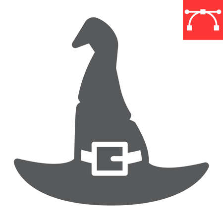 Witch hat glyph icon, holiday and halloween, wizard hat vector icon, vector graphics, editable stroke solid signのイラスト素材