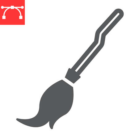 Witch broom glyph icon, holiday and halloween, broom vector icon, vector graphics, editable stroke solid signのイラスト素材