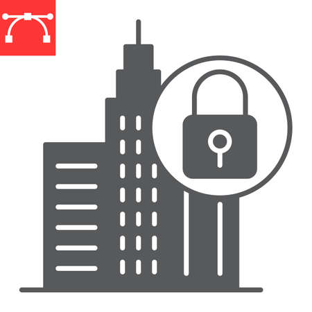 Lockdown glyph icon, quarantine and stay home, city vector icon, vector graphics, editable stroke solid sign,  .のイラスト素材