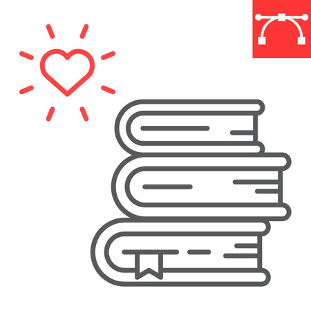 Educational books distribution line icon, school and education, stack of books vector icon, vector graphics, editable stroke outline sign, eps 10.のイラスト素材