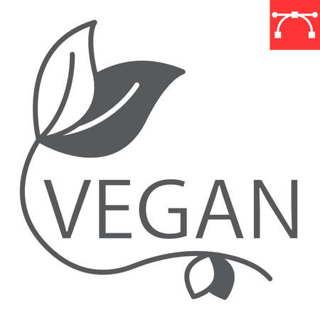 Vegan glyph icon, healthy and eco friendly, vegetarian vector icon, vector graphics, editable stroke solid sign,  .のイラスト素材