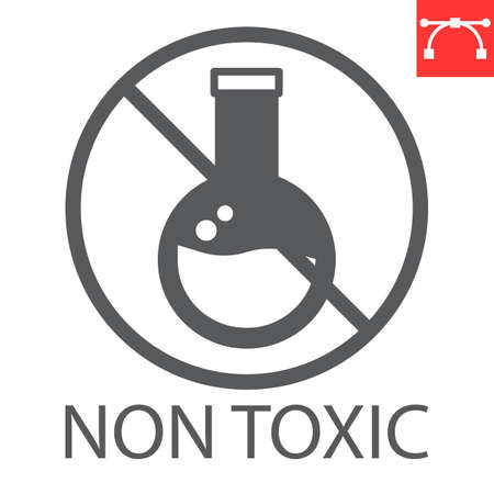 Non toxic line icon, product and natural, chemicals free vector icon, vector graphics, editable stroke outline sign,  .のイラスト素材