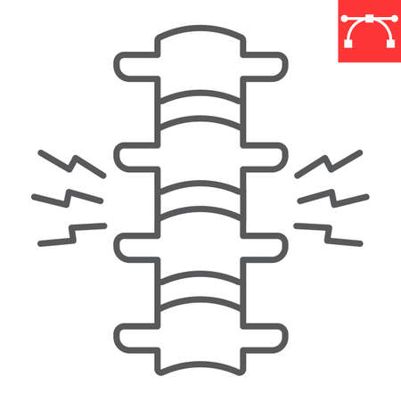Back pain line icon, injury and person, injury of the back vector icon, vector graphics, editable stroke outline signのイラスト素材