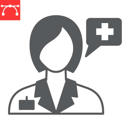 Doctor consultation glyph icon, physician and person, doctor vector icon, vector graphics, editable stroke solid sign, eps 10.のイラスト素材