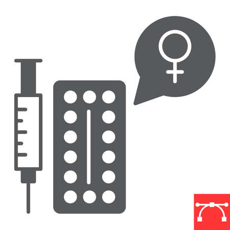 Hormone therapy glyph icon, medical and menopause, hormone replacement therapy vector icon, vector graphics, editable stroke solid sign, eps 10.のイラスト素材