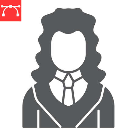 Judge glyph icon, person and justice, judge vector icon, vector graphics, editable stroke solid sign, eps 10.のイラスト素材