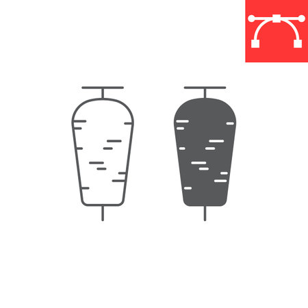 Doner kebab line and glyph icon, junk food and turkish fast food, doner kebab vector icon, vector graphics, editable stroke outline signのイラスト素材